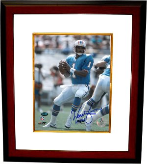 Warren Moon Autographed Houston Oilers 8 x 10 Photograph HOF06 Custom Framing - GTSM Hologram-Powers Sports Memorabilia
