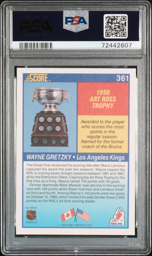 Wayne Gretzky 1990 Score Art Ross Trophy Hockey Card #361 Graded PSA 10-Powers Sports Memorabilia