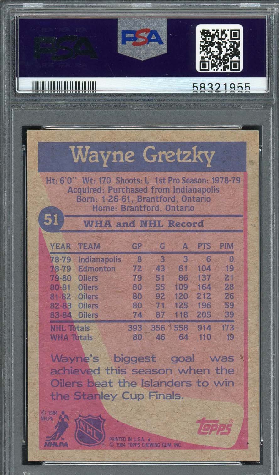 Wayne Gretzky 1984 Topps Hockey Card #51 Graded PSA 8-Powers Sports Memorabilia