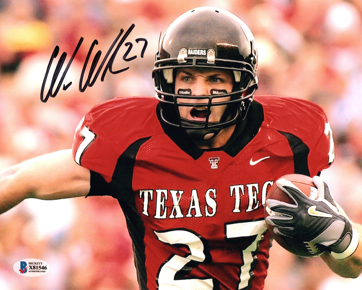 Wes Welker Autographed Texas Tech 8x10 Beckett Authenticated-Powers Sports Memorabilia