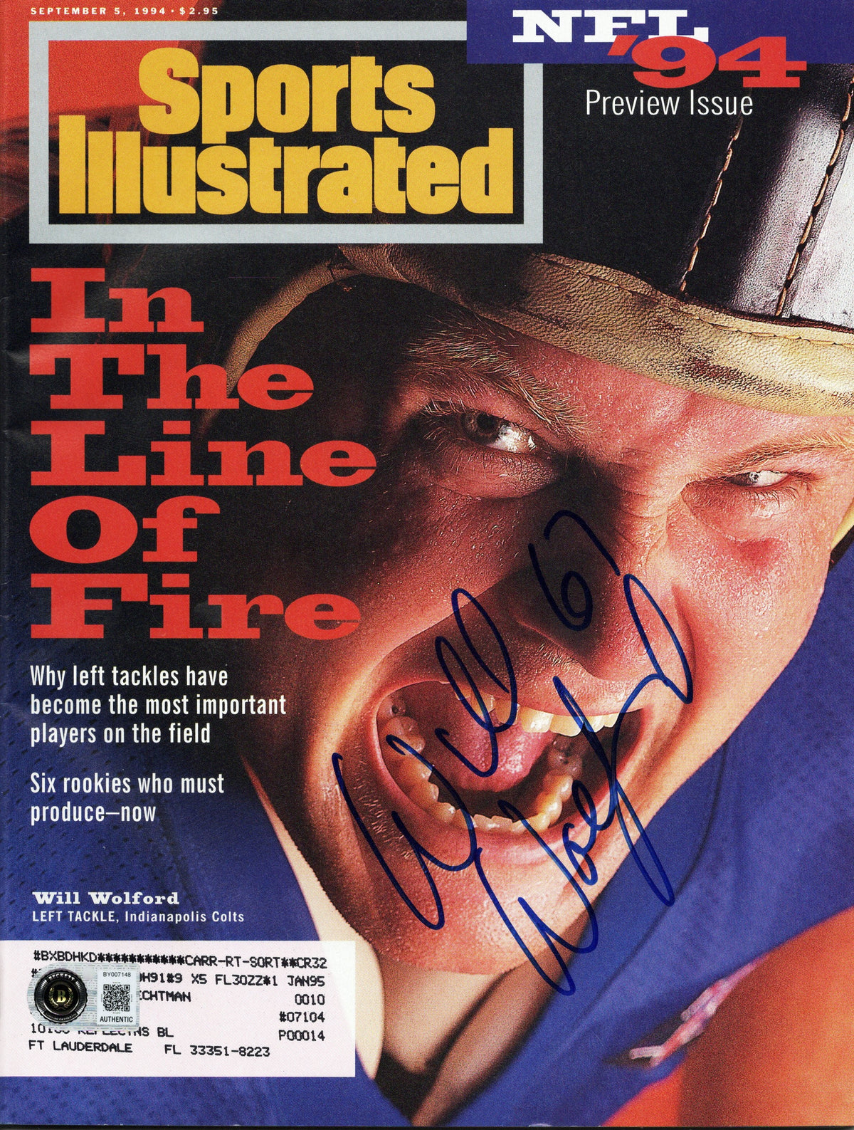 Will Wolford Signed Indianapolis Colts Sports Illustrated 9/5/94 Beckett-Powers Sports Memorabilia