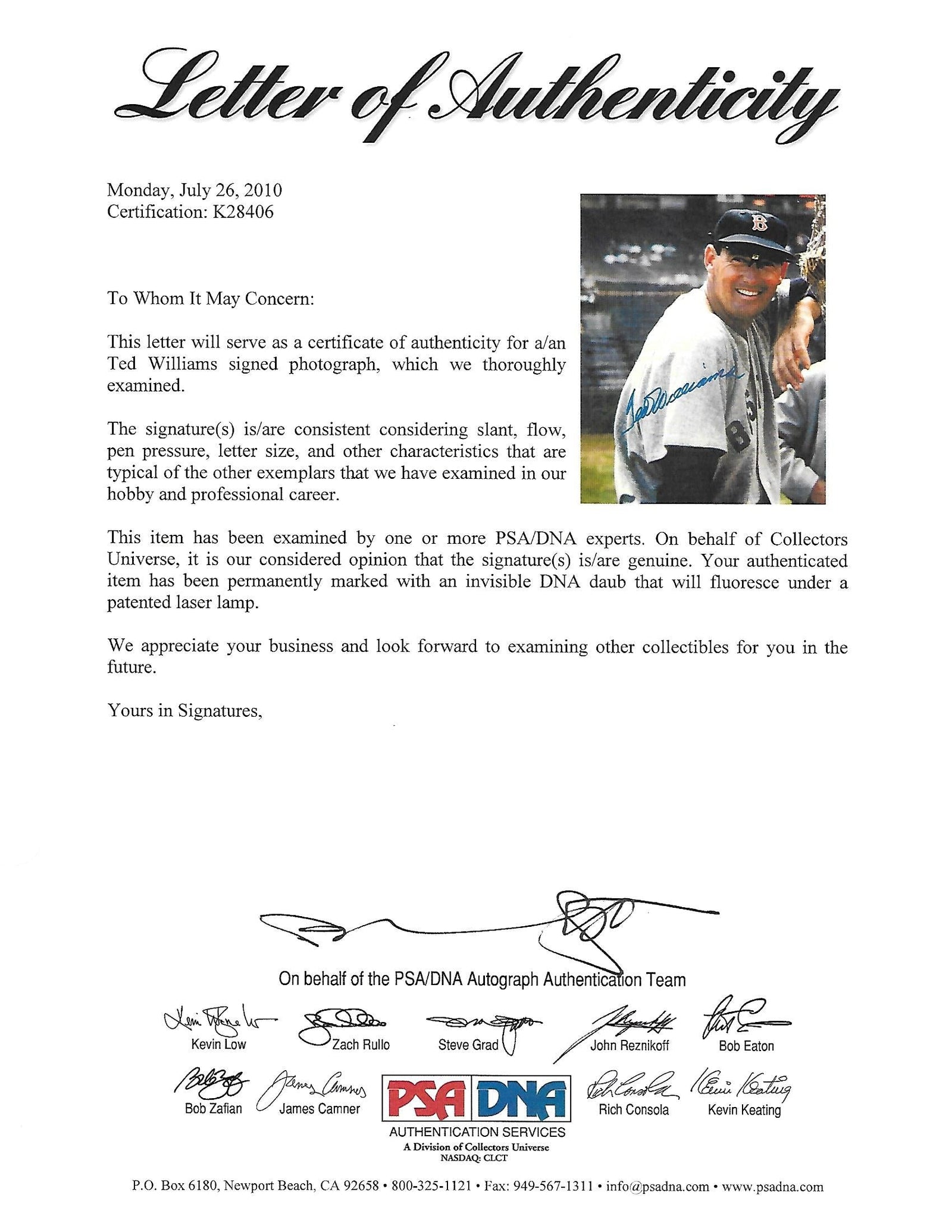 Ted Williams Signed Boston Red Sox 16x20 Photo PSA/DNA Authenticated-Powers Sports Memorabilia