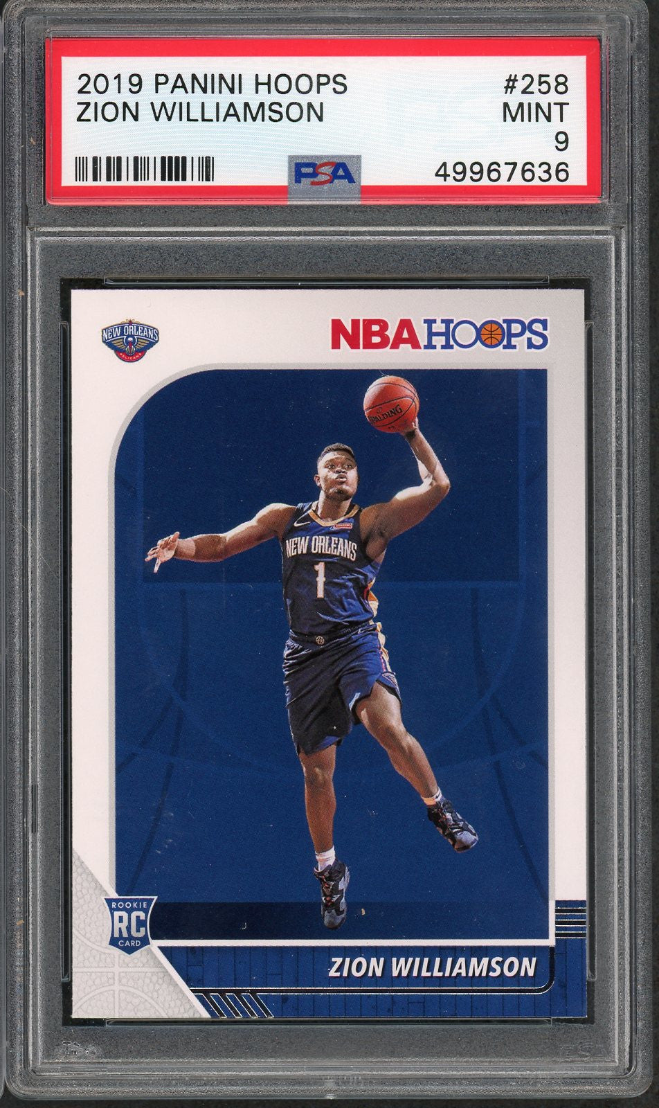 Zion Williamson 2019 Panini Hoops Basketball Rookie Card RC #258 Graded PSA 9 MINT-Powers Sports Memorabilia