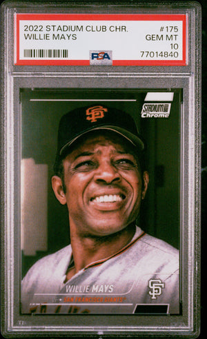 Willie Mays 2022 Topps Stadium Club Chrome Baseball Card #175 Graded PSA 10-Powers Sports Memorabilia