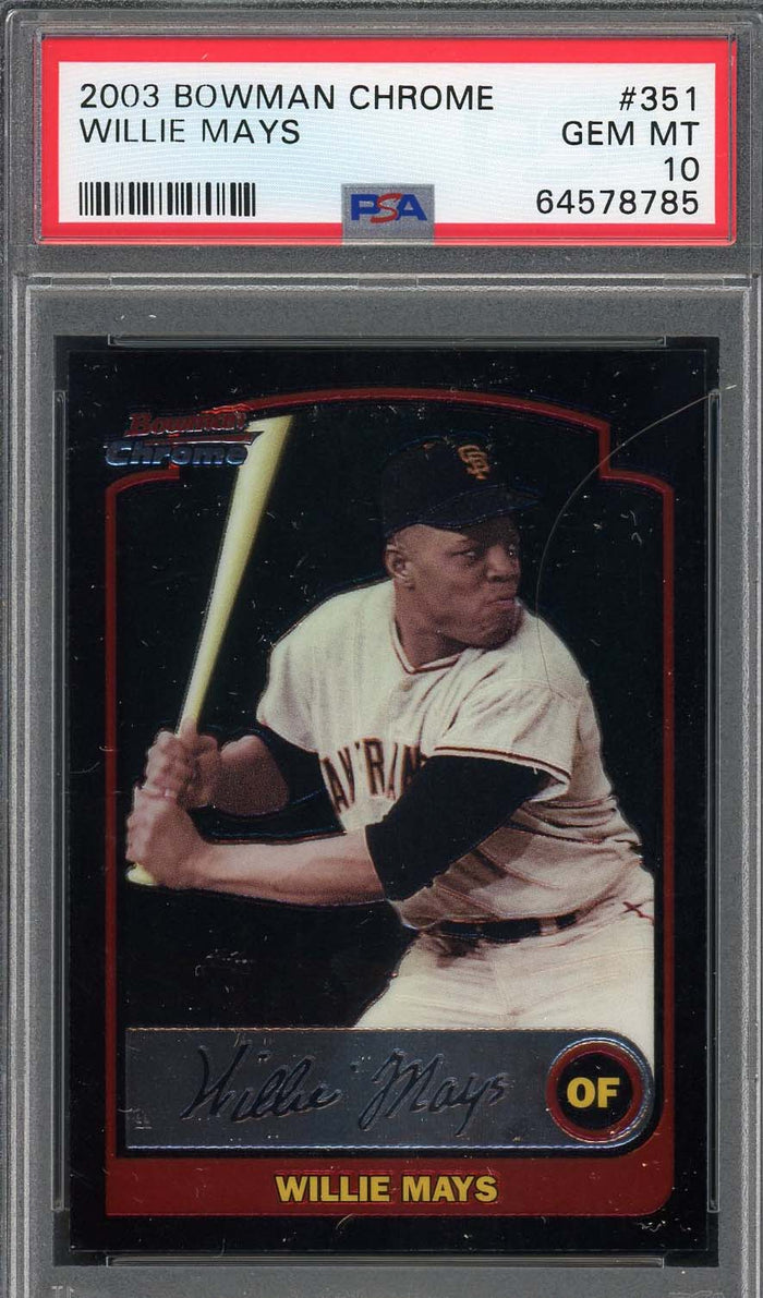 Willie Mays 2003 Bowman Chrome Baseball Card #351 Graded PSA 10-Powers Sports Memorabilia