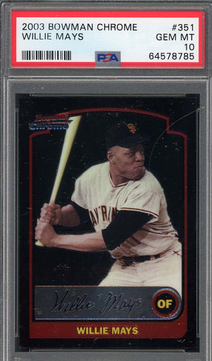 Willie Mays 2003 Bowman Chrome Baseball Card #351 Graded PSA 10-Powers Sports Memorabilia