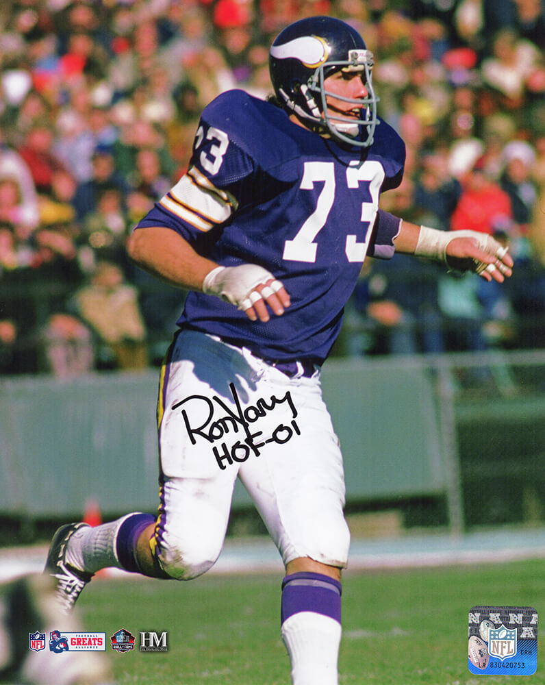 Ron Yary Minnesota Vikings Autographed Action 8x10 Photo w/ HOF 01-Powers Sports Memorabilia