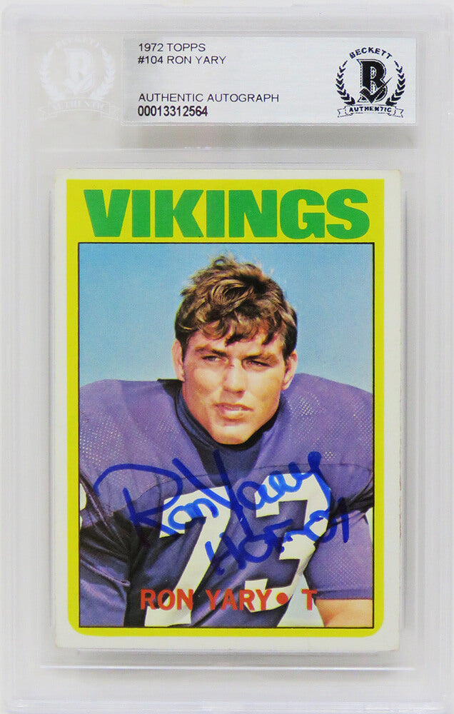 Ron Yary Minnesota Vikings Autographed 1972 Topps Football Rookie Card #104-Powers Sports Memorabilia