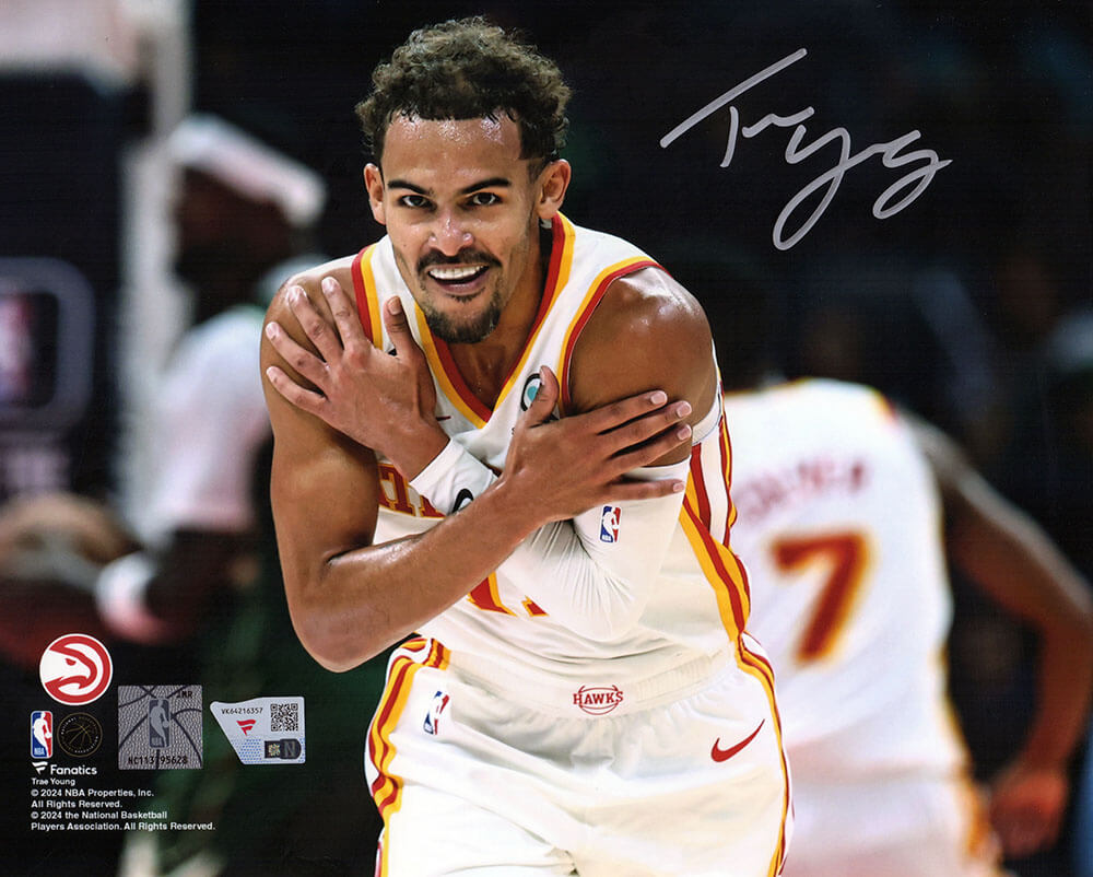 Trae Young Autographed Atlanta Hawks Celebration 8x10 Photo - (Fanatics)-Powers Sports Memorabilia