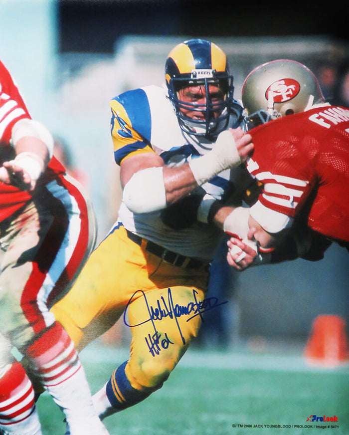 Jack Youngblood Autographed Los Angeles Rams vs 49ers Action 16x20 Photo with HF'01-Powers Sports Memorabilia