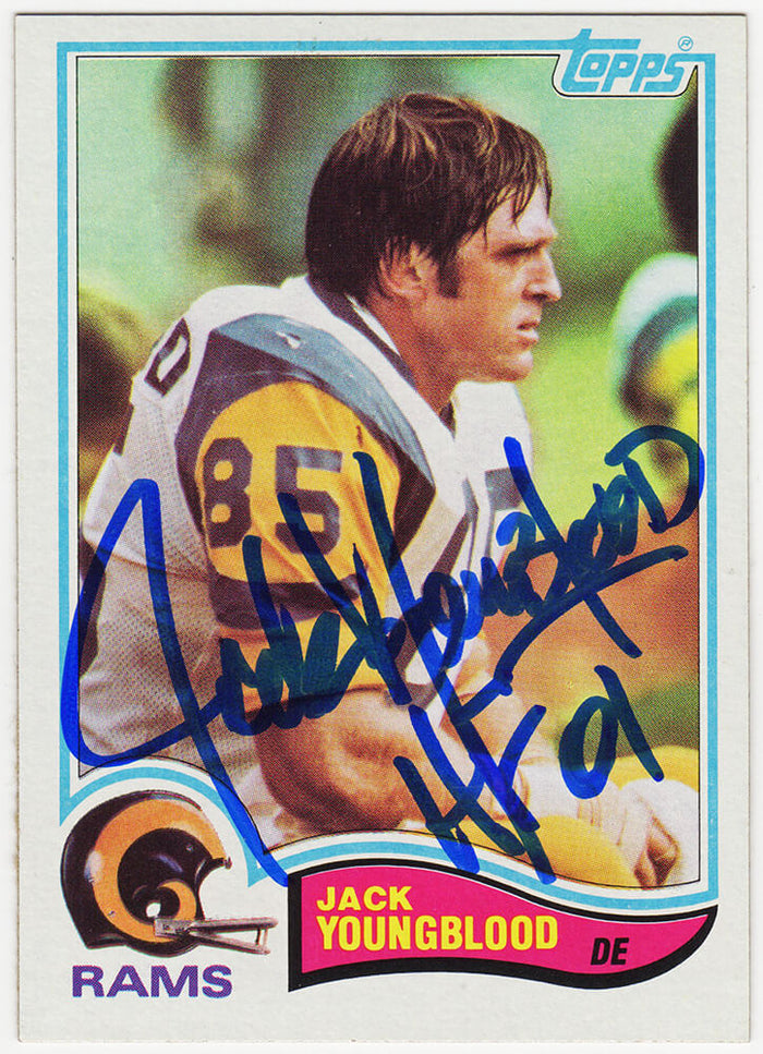 Jack Youngblood Autographed Rams 1982 Topps Football Card #388 with HF'01-Powers Sports Memorabilia