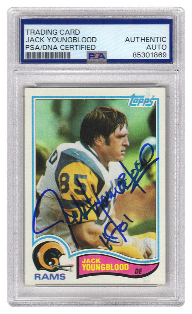 Jack Youngblood Autographed Rams 1982 Topps Football Card #388 with HF'01 - (PSA Encapsulated)-Powers Sports Memorabilia