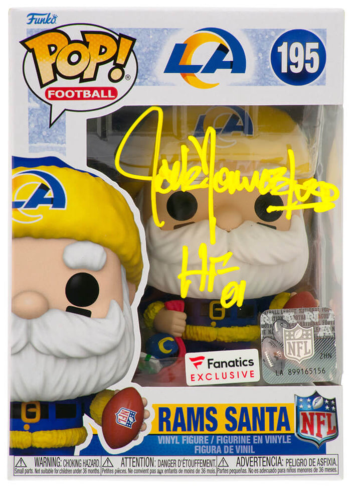 Jack Youngblood Autographed LA Rams SANTA Funko Pop Doll #195 with HF'01-Powers Sports Memorabilia