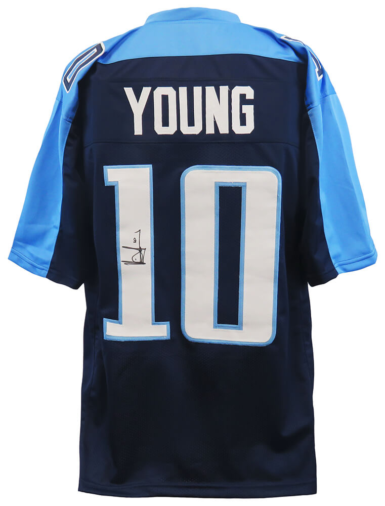 Vince Young Autographed Blue Custom Football Jersey-Powers Sports Memorabilia
