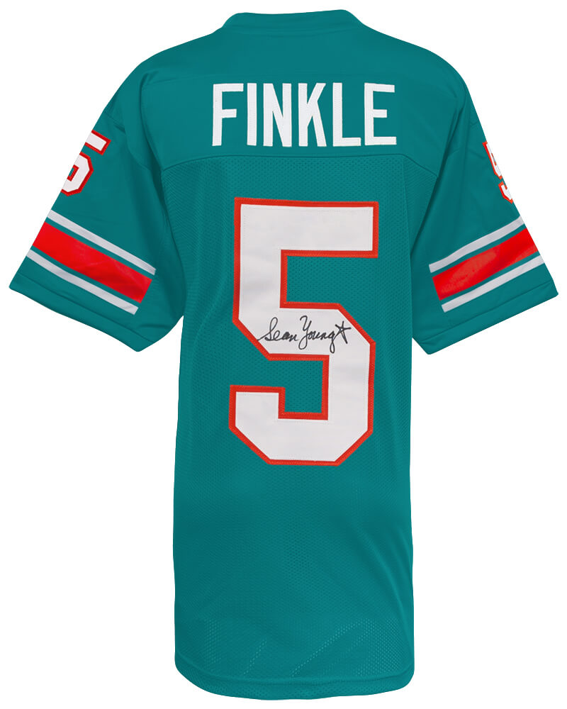 Sean Young Autographed Teal Custom Ray Finkle Football Jersey-Powers Sports Memorabilia