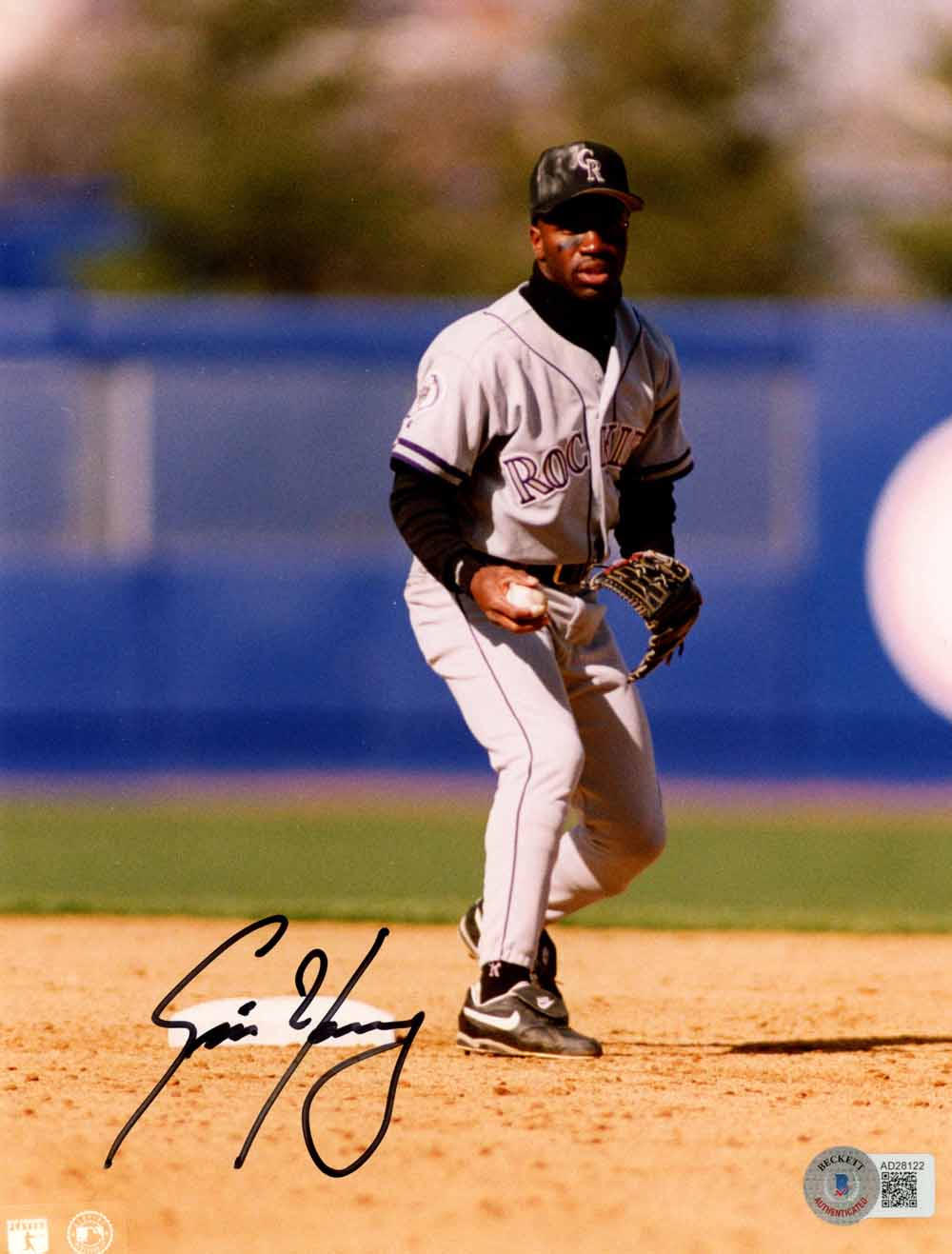Eric Young Colorado Rockies Signed 8x10 Photo - Beckett Beckett - 50397-Powers Sports Memorabilia