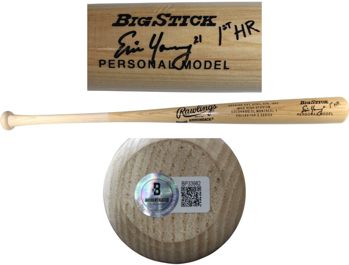 Eric Young Colorado Rockies '93 Opening Day Signed Bat 1st HR-Powers Sports Memorabilia