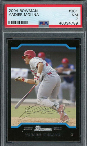 Yadier Molina 2004 Bowman Baseball Rookie Card RC #301 Graded PSA 7-Powers Sports Memorabilia