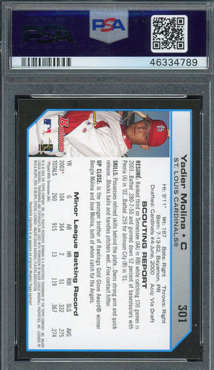 Yadier Molina 2004 Bowman Baseball Rookie Card RC #301 Graded PSA 7-Powers Sports Memorabilia