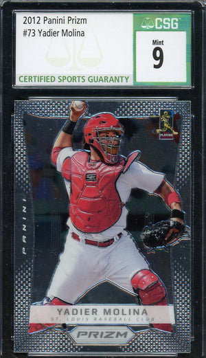 Yadier Molina 2012 Panini Prizm Baseball Card #73 Graded CSG 9-Powers Sports Memorabilia