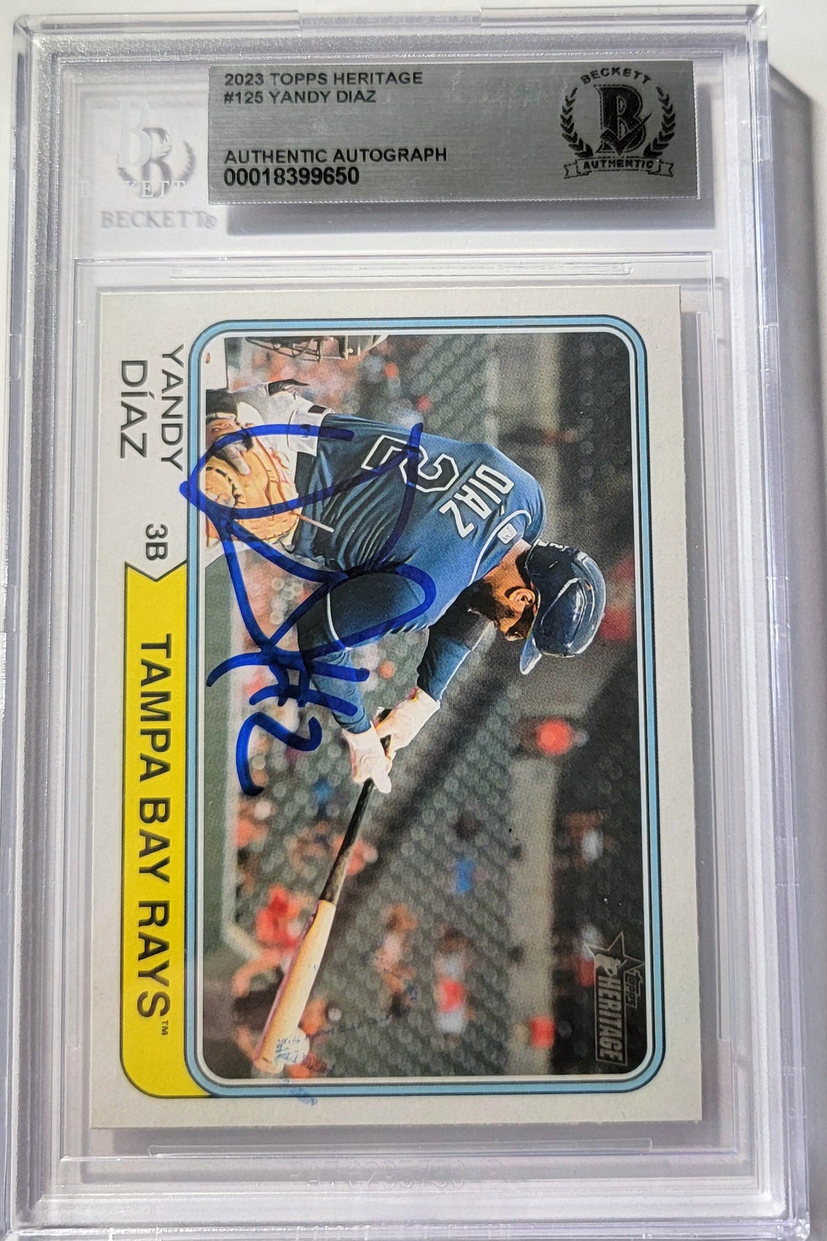 Yandy Diaz Signed Tampa Bay Rays 2023 Topps Heritage Card #125 Beckett-Powers Sports Memorabilia