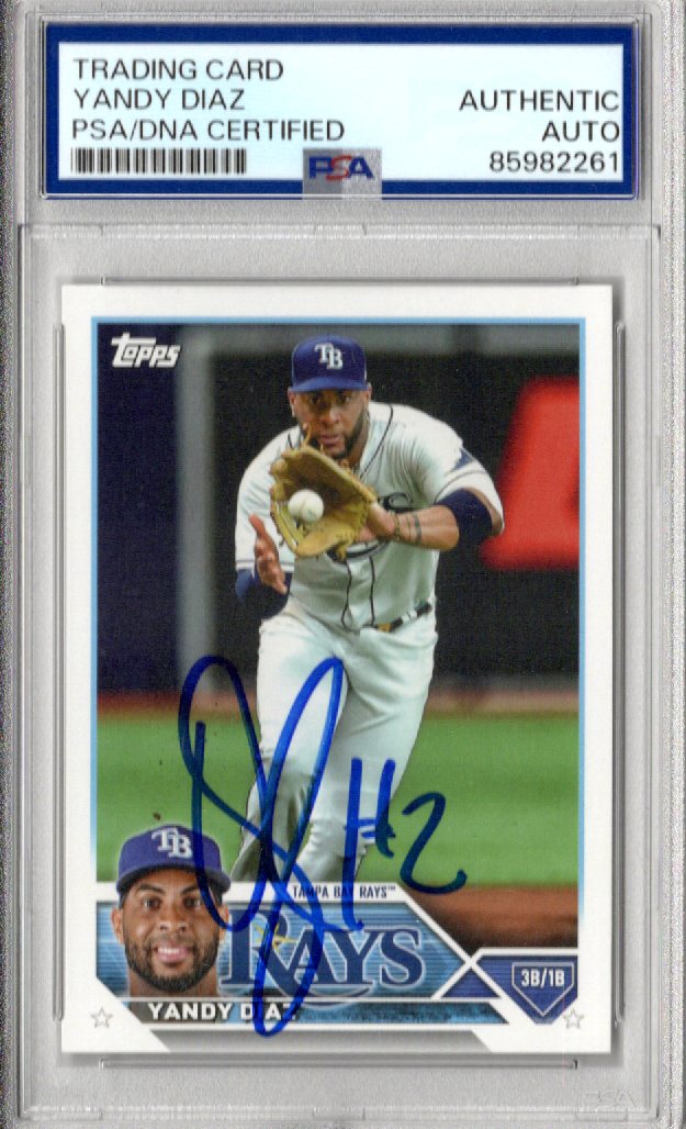 Yandy Diaz Signed Tampa Bay Rays 2023 Topps Card TBR-4 PSA AUTHENTIC AUTO-Powers Sports Memorabilia