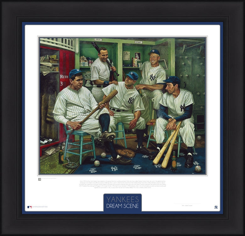 New York Yankees Dream Scene Professionally Framed Lithograph Artwork Print by Artist Jamie Cooper-Powers Sports Memorabilia