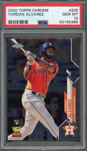Yordan Alvarez 2020 Topps Chrome Baseball Rookie Card #200 Graded PSA 10-Powers Sports Memorabilia