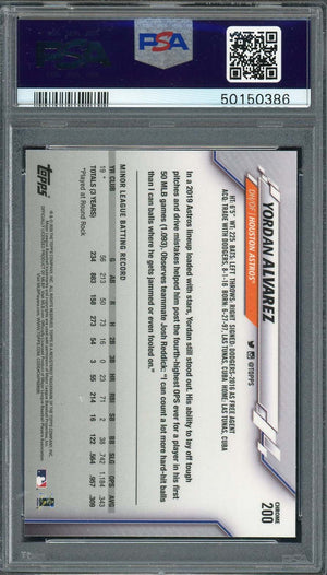 Yordan Alvarez 2020 Topps Chrome Baseball Rookie Card #200 Graded PSA 10-Powers Sports Memorabilia