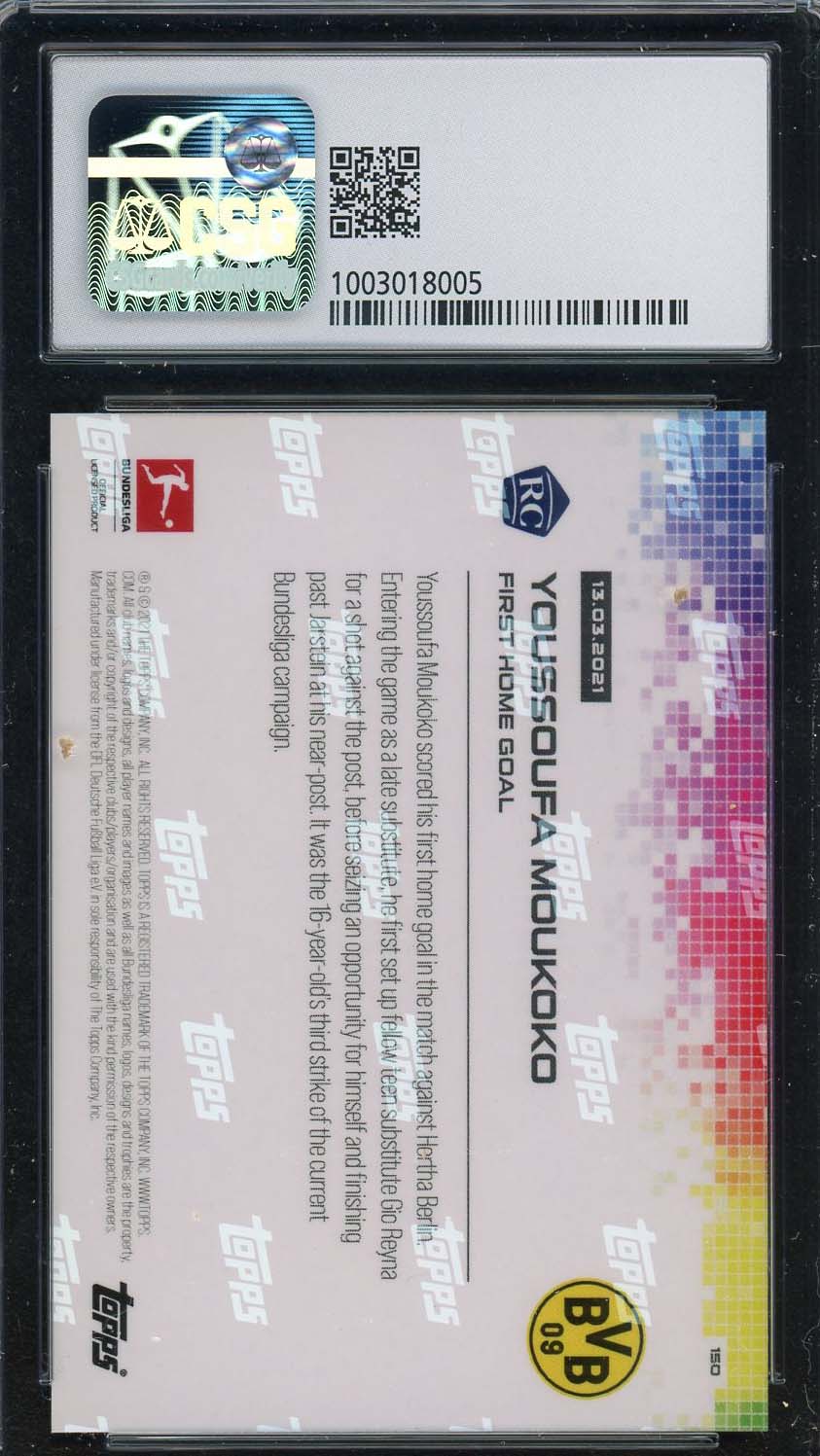 Youssoufa Moukoko 2021 Topps Now Soccer Rookie Card RC 1 #150 Graded CSG 9-Powers Sports Memorabilia