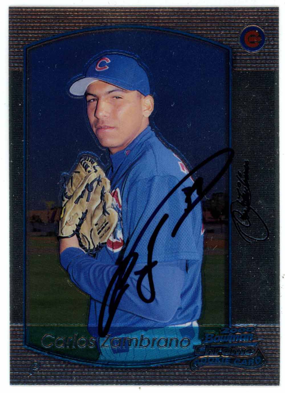 Carlos Zambrano Chicago Cubs Signed Card - 2000 Bowman Chrome Rookie 303-Powers Sports Memorabilia