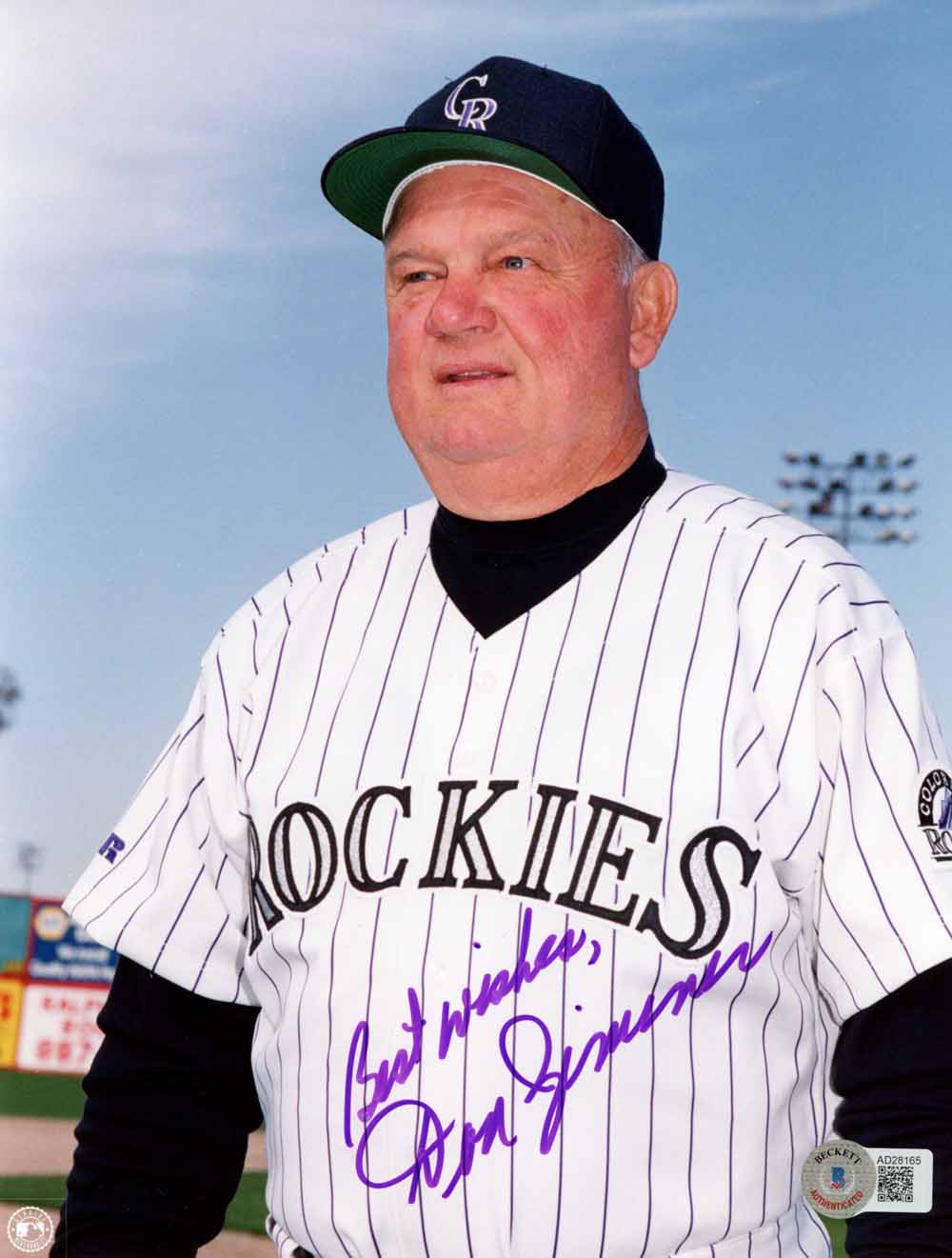 Don Zimmer Colorado Rockies Signed 8x10 Photo - Best Wishes As Is Beckett-Powers Sports Memorabilia