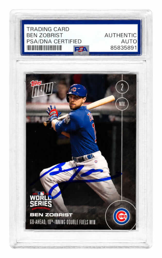Ben Zobrist Chicago Cubs Autographed 2016 Topps NOW Baseball Card #660 PSA-Powers Sports Memorabilia