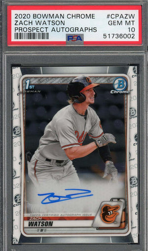 Zach Watson 2020 Bowman Chrome Prospect Auto Rookie Card #CPAZW PSA 10-Powers Sports Memorabilia