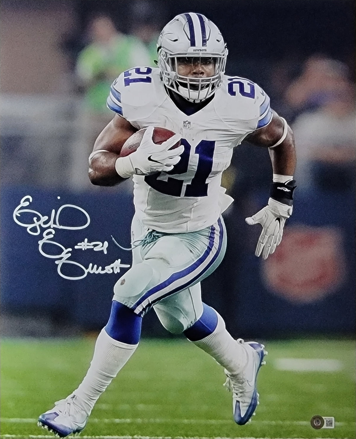 Ezekiel Elliott Autographed Dallas Cowboys 16x20 Photo Beckett Witnessed #9-Powers Sports Memorabilia