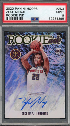 Zeke Nnaji 2020 Panini Hoops Rookie Ink Basketball Card RC #ZNJ Graded PSA 9-Powers Sports Memorabilia