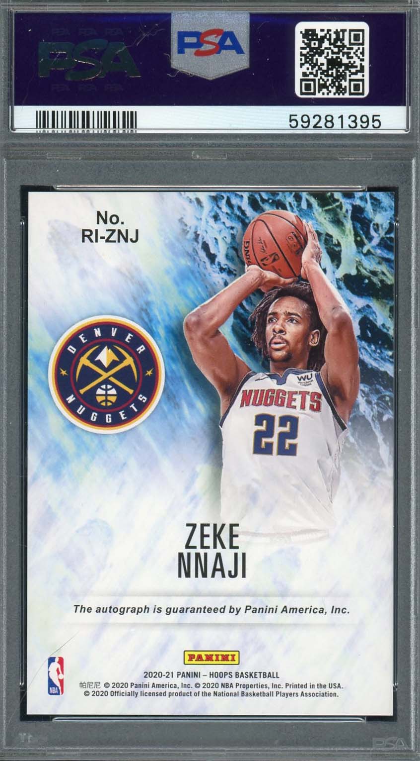 Zeke Nnaji 2020 Panini Hoops Rookie Ink Basketball Card RC #ZNJ Graded PSA 9-Powers Sports Memorabilia