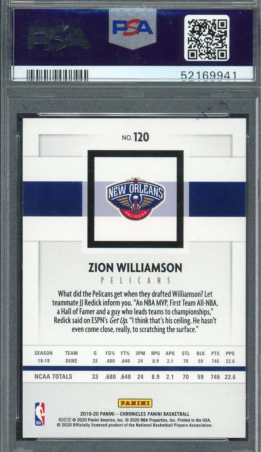 Zion Williamson 2019 Panini Chronicles Basketball Rookie Card #120 Graded PSA 10-Powers Sports Memorabilia