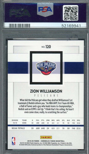 Zion Williamson 2019 Panini Chronicles Basketball Rookie Card #120 Graded PSA 10-Powers Sports Memorabilia