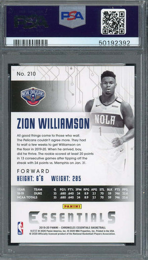 Zion Williamson 2019 Panini Chronicles Basketball Rookie Card RC #210 Graded PSA 10 GEM MINT-Powers Sports Memorabilia