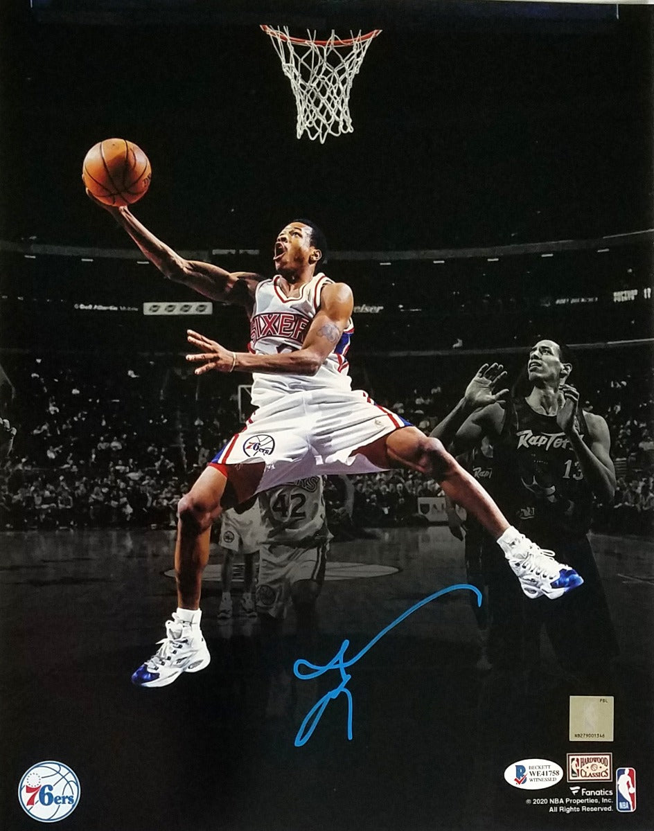 Allen Iverson Autographed Philadelphia 76ers Spotlight 11x14 Photo Beckett Witnessed-Powers Sports Memorabilia