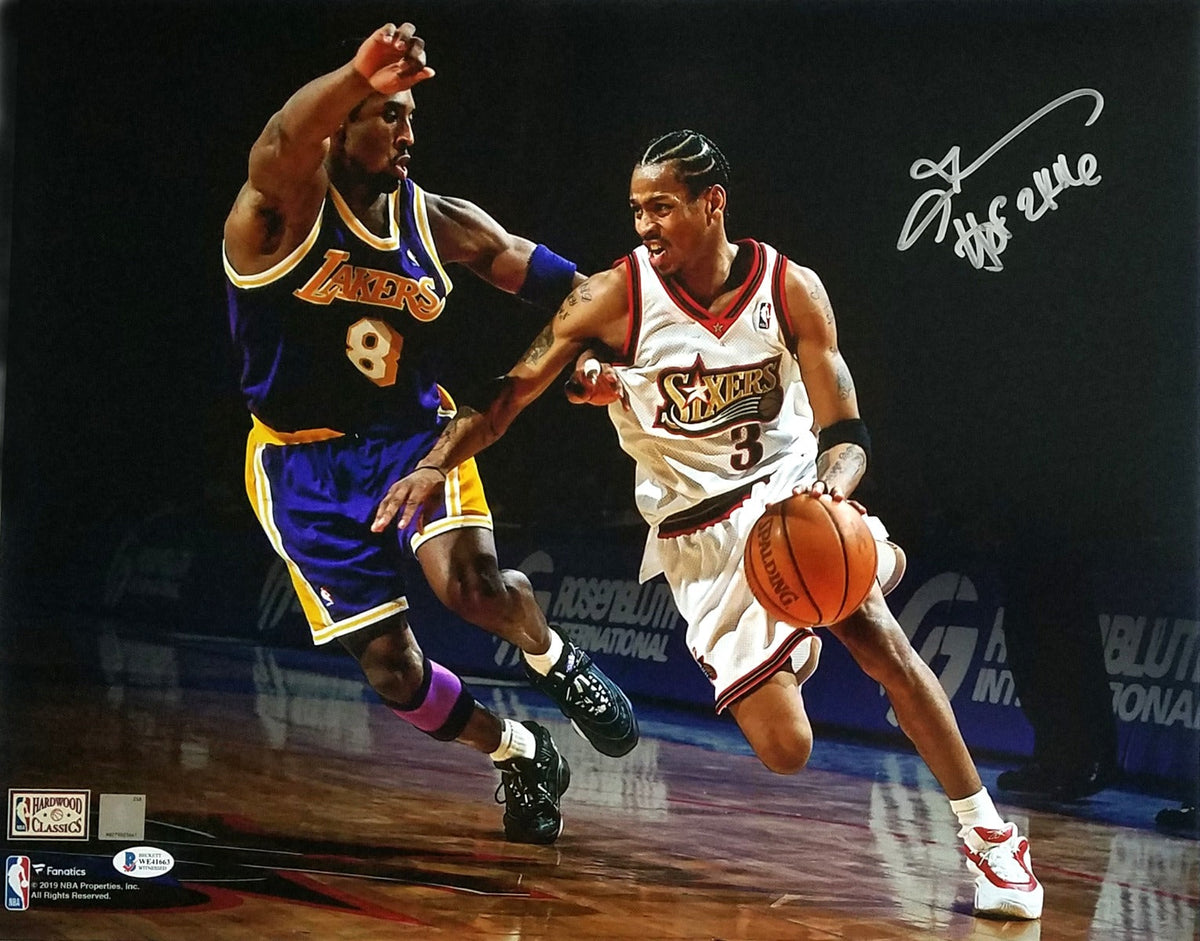 Allen Iverson Autographed Philadelphia 76ers vs. Kobe Bryant 16x20 Photo W/ HOF 2K16 Beckett Witnessed-Powers Sports Memorabilia