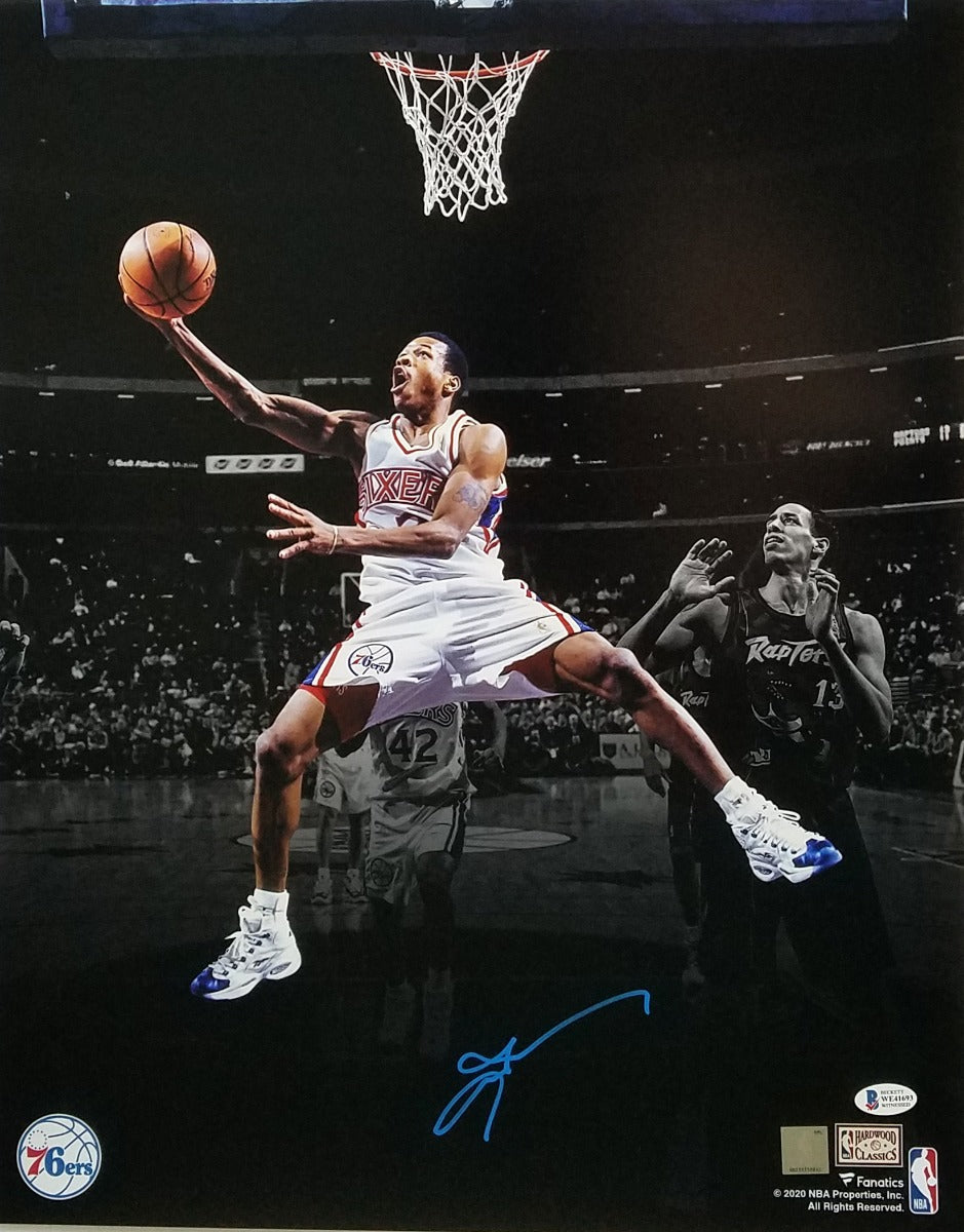 Allen Iverson Autographed Philadelphia 76ers Spotlight 16x20 Photo Beckett Witnessed-Powers Sports Memorabilia