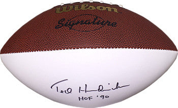 Ted Hendricks Autographed Wilson Signature White Panel Football HOF 90 (Raiders)-Powers Sports Memorabilia