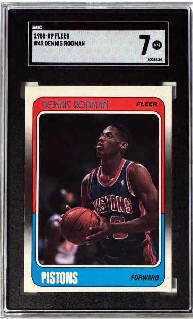 Dennis Rodman 1988-89 Fleer Rookie Card (RC) #43- SGC Graded 7 NM (Detroit Pistons/HOF)-Powers Sports Memorabilia