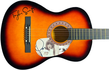 Taylor Swift Autographed Tortured Poets Cut Sunburst 38" Acoustic Guitar- JSA#AV51579 (CD Autographed Cut/Pick Guard)-Powers Sports Memorabilia
