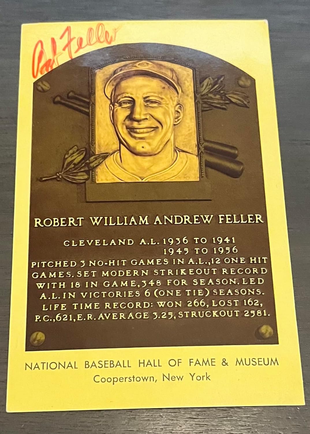 Robert &quot;Bob&quot; William Andrew Feller Autographed Hall of Fame HOF Signed Baseball Postcard JSA COA-Powers Sports Memorabilia