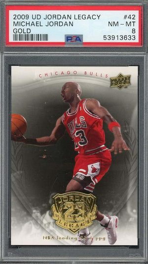 Michael Jordan 2009 Upper Deck Legacy Gold Basketball Card #42 Graded PSA 8-Powers Sports Memorabilia