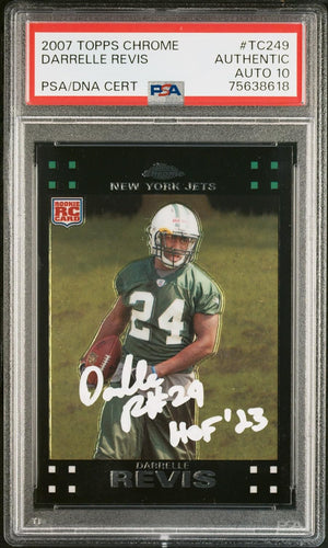Darrelle Revis 2007 Topps Chrome Signed Rookie Card #TC249 HOF Auto PSA 10-Powers Sports Memorabilia