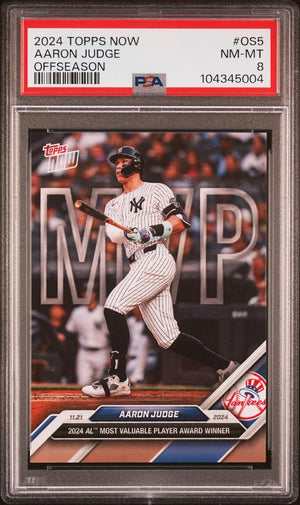 Aaron Judge 2024 Topps Now Offseason MVP Baseball Card #OS5 Graded PSA 8-Powers Sports Memorabilia